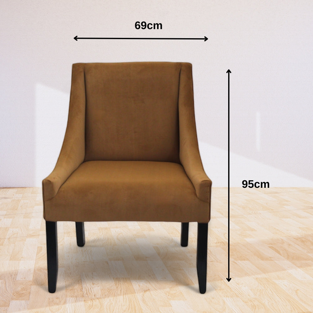 Dining Chair | Burnt Orange with velvet fabric, deep seat and long backrest