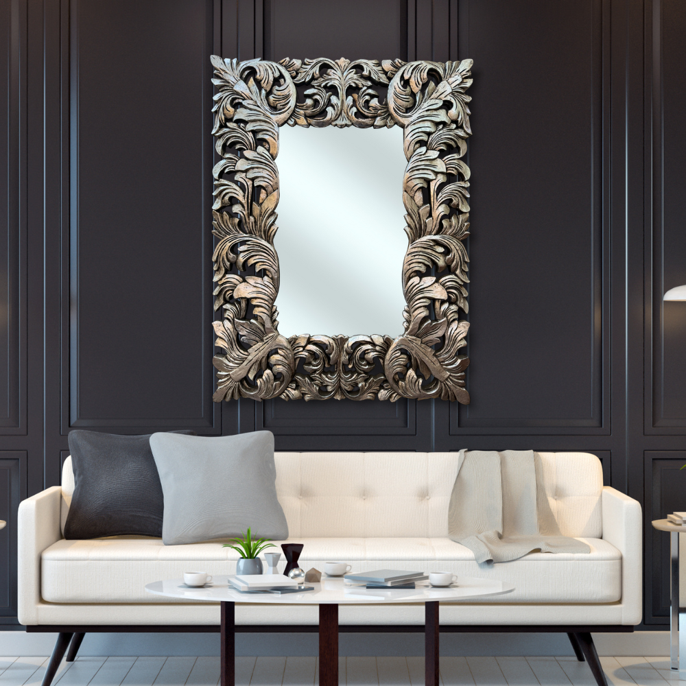 Mirror Deco No List Frame 120x90 | Silver Large Hanging Wall Mirror