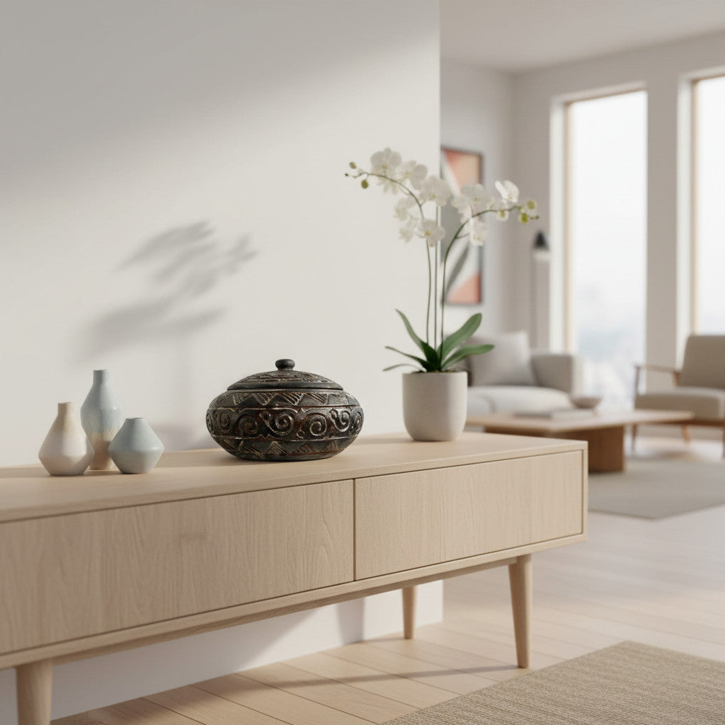 Wooden Bowl Carving | Brown, With Lid