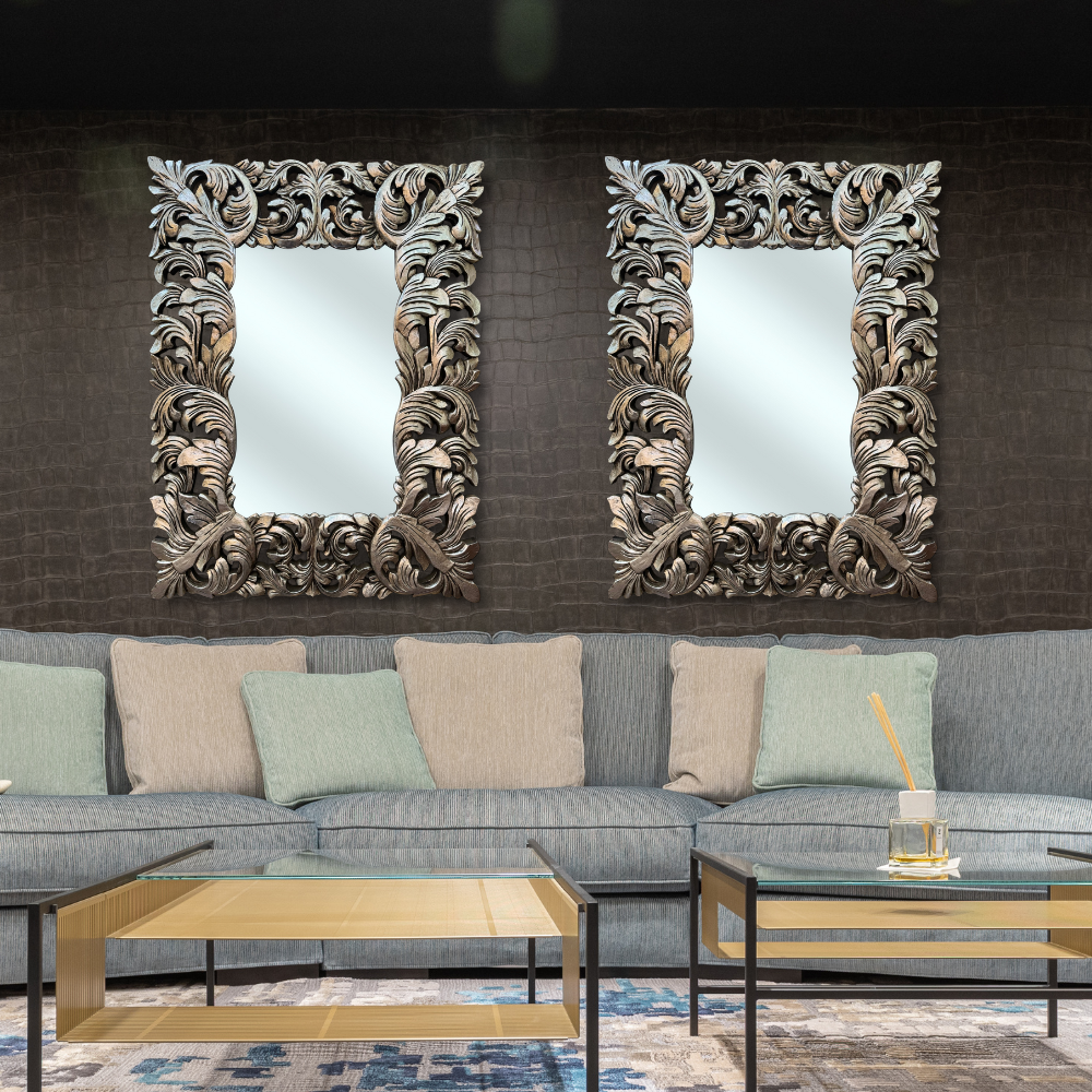 Mirror Deco No List Frame 120x90 | Silver Large Hanging Wall Mirror