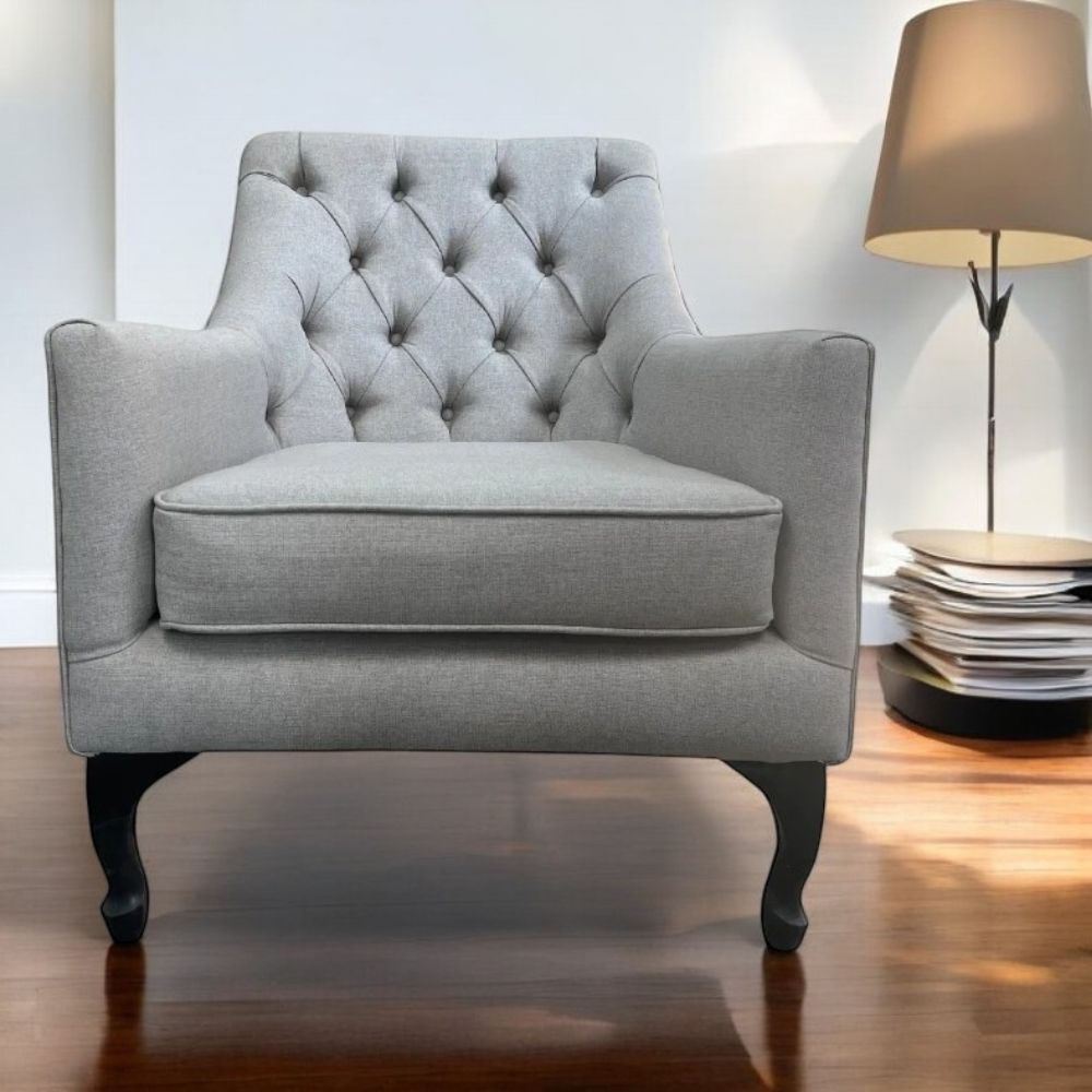 Occasional Chair with Deep Buttons | Grey