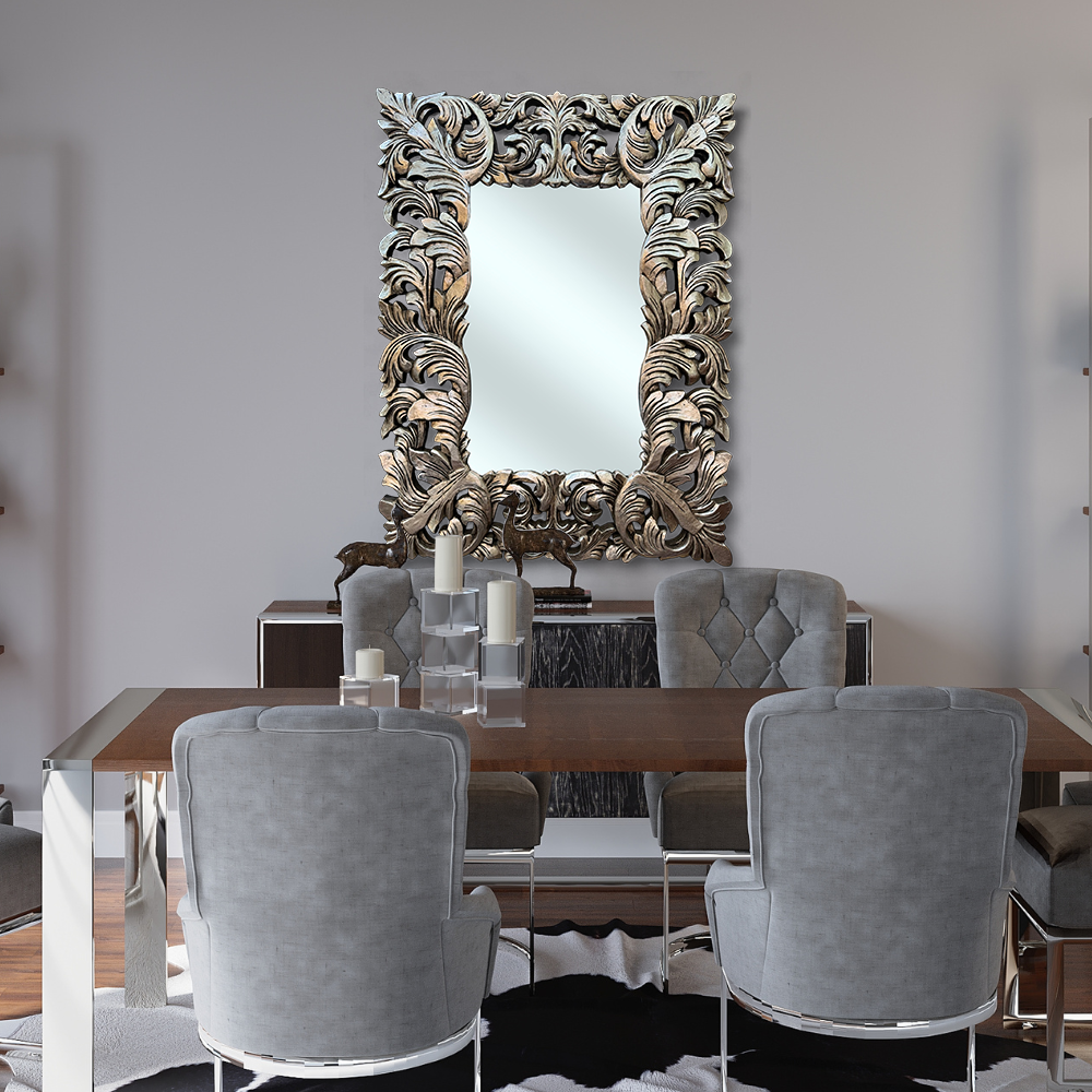 Mirror Deco No List Frame 120x90 | Silver Large Hanging Wall Mirror