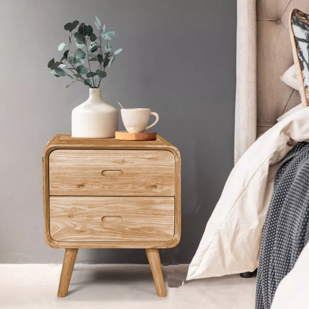 Retro Bedside Pedestal | 2 Drawers 60x50x40cm