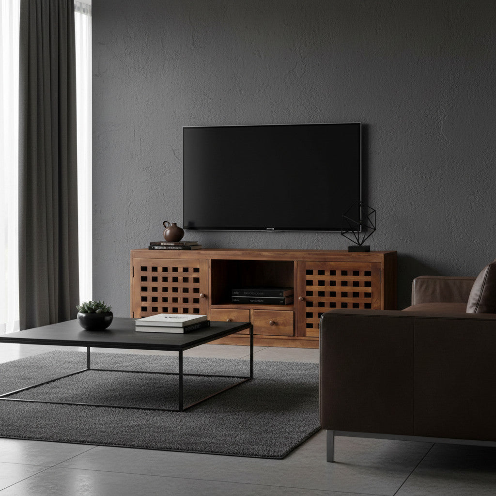 2 Doors 2 Drawers TV Buffet Stand | Light Brown