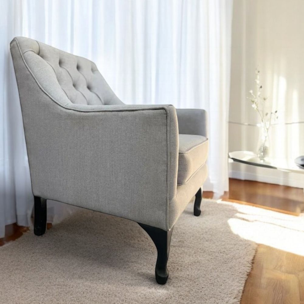 Occasional Chair with Deep Buttons | Grey