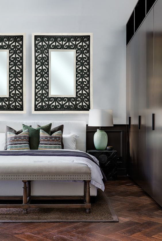 Borneo Rectangular Mirror | Black & White Decorated Frame