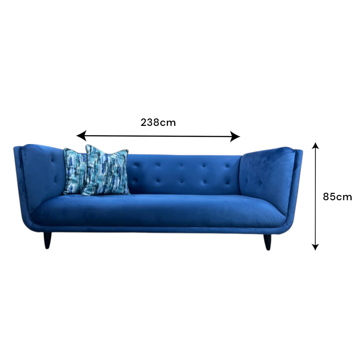 Couch Retro with Ottoman | Royal Blue