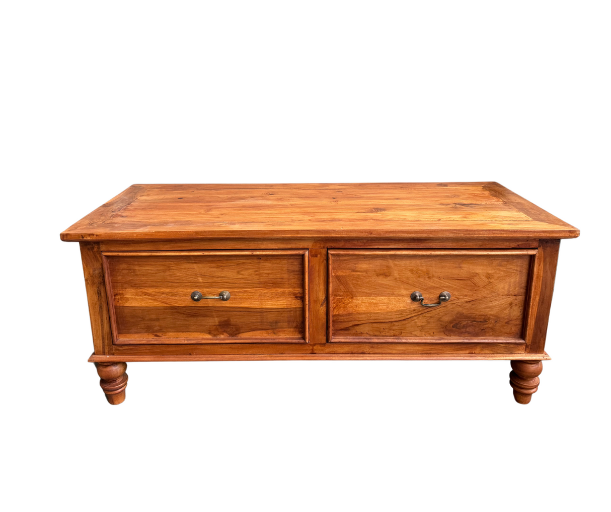 LONDON COFFEE TABLE | SEALED TEAK WOOD WITH 2 DRAWERS