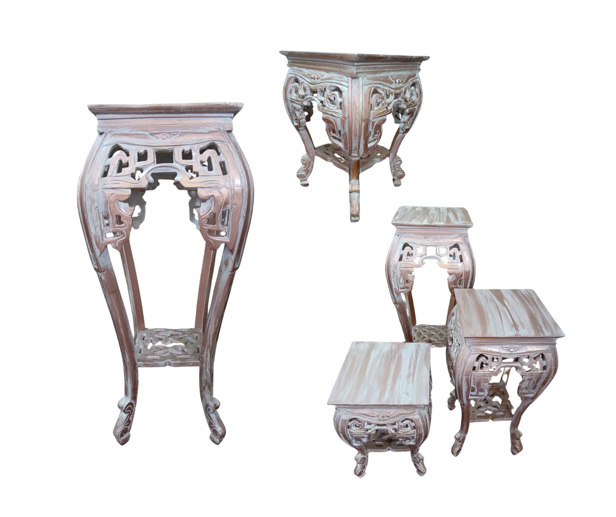 Rose Gold Cumi Side Table Set of 3 | Teak