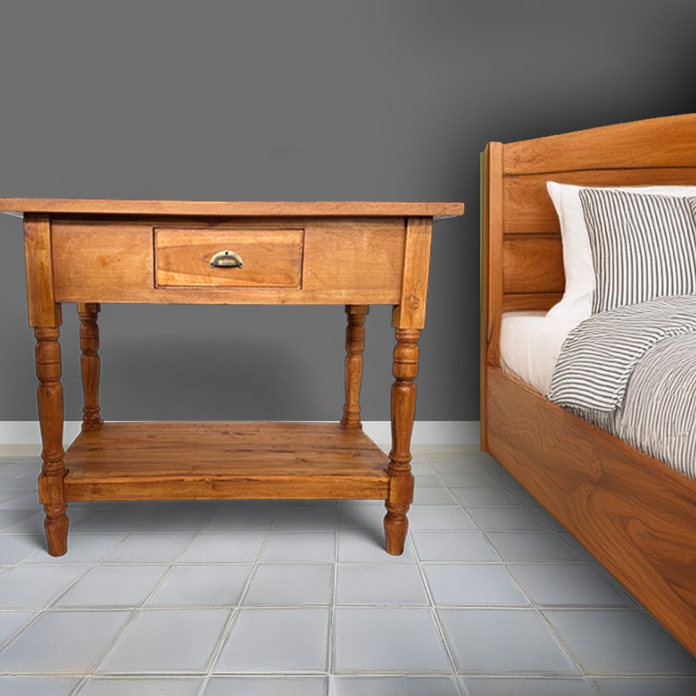 Simple Bedside Table | Light Wood Finish