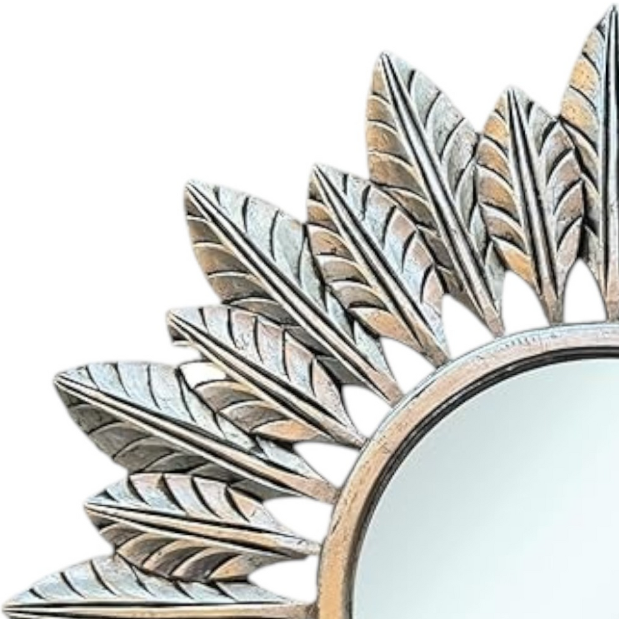 Round Catalina Mirror with Silver Antique Ornately Decorated Frame | 120x120cm