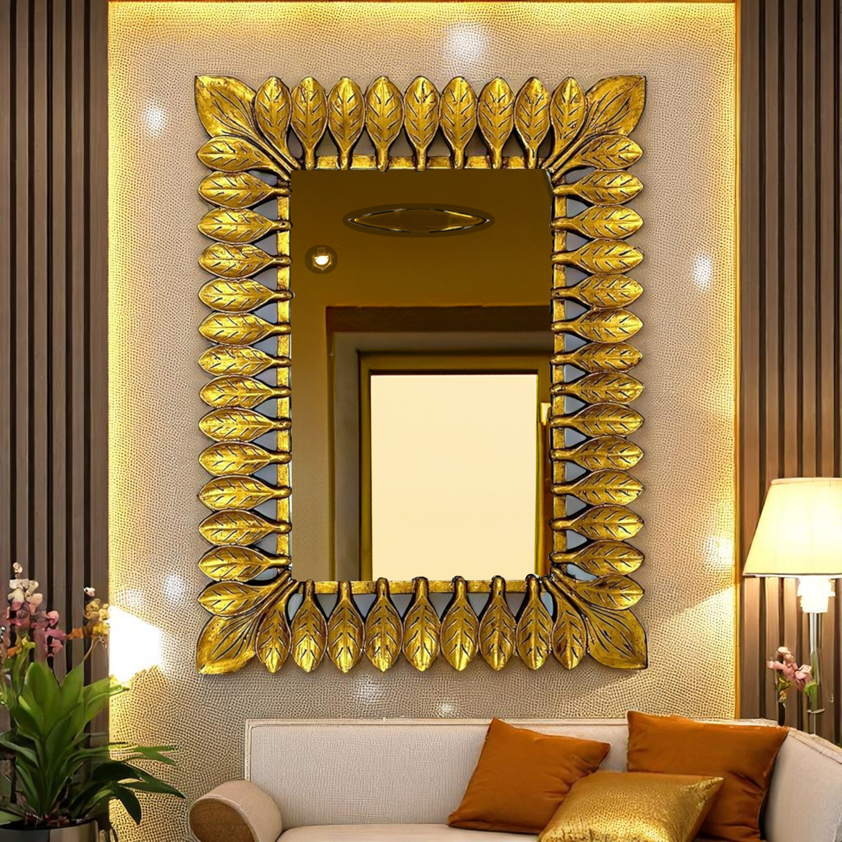 Catalina Mirror, Rectangular | Large Gold Hanging Wall Mirror