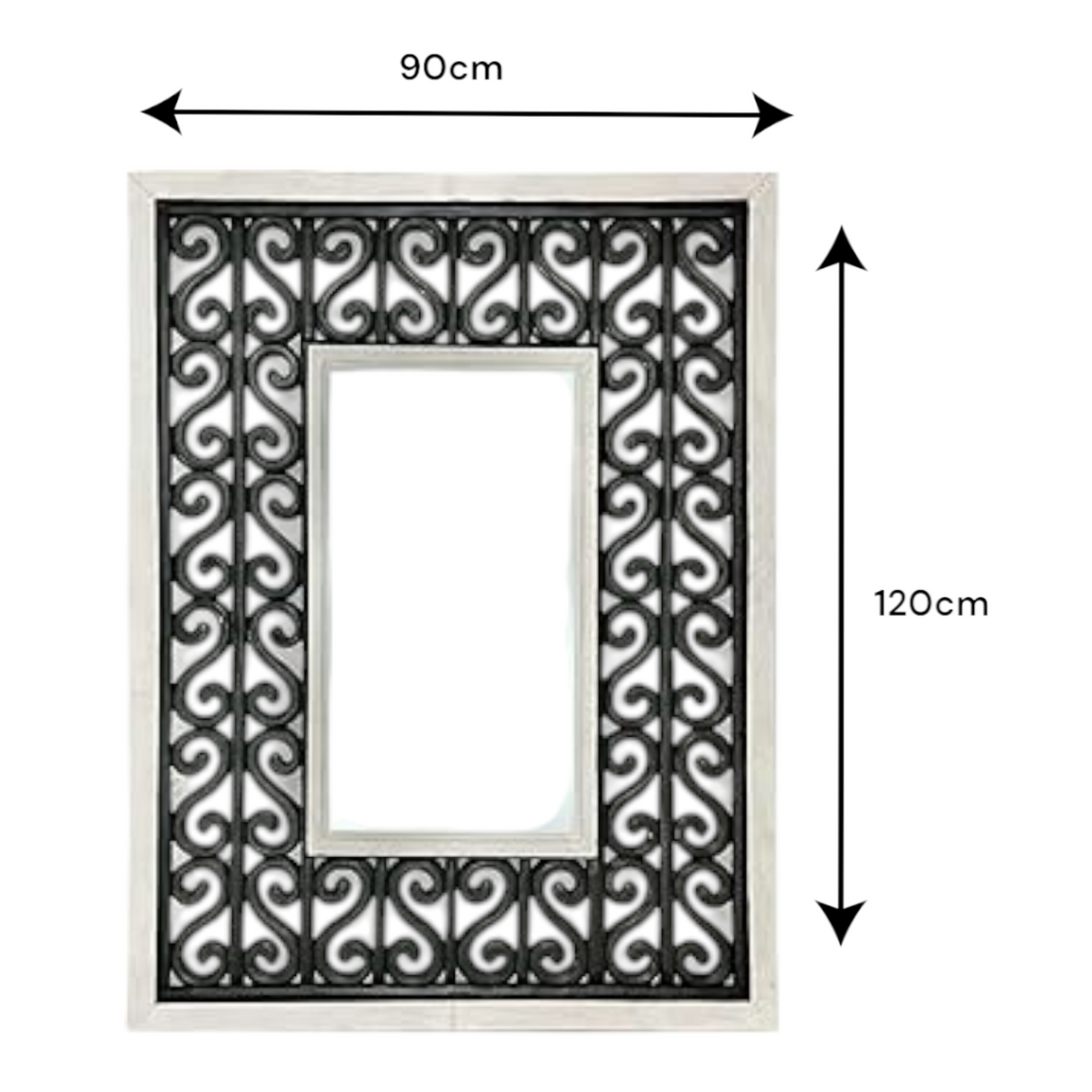Borneo Rectangular Mirror | Black & White Decorated Frame