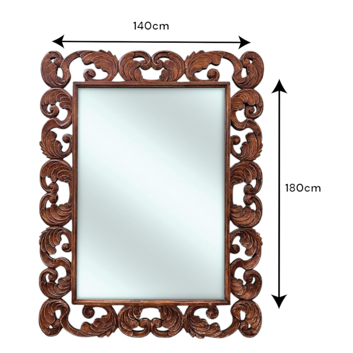 France Classic Mirror 180x140 | Brown, Bone
