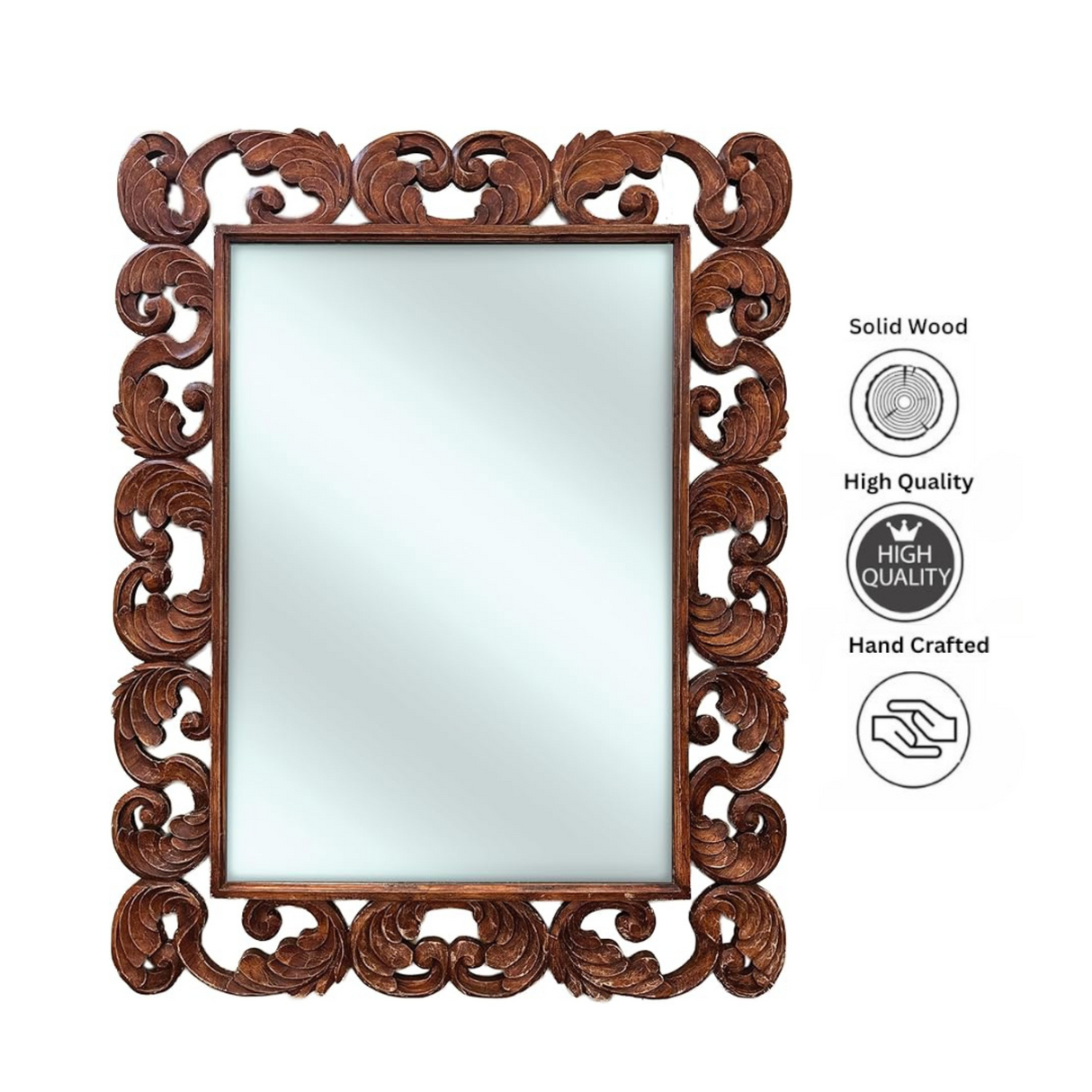 France Classic Mirror 180x140 | Brown, Bone