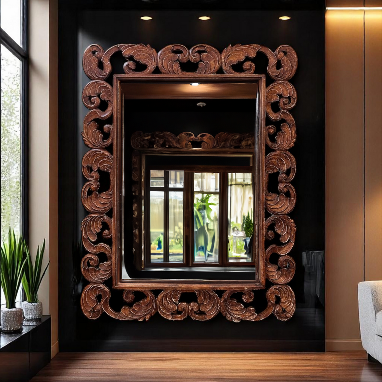 France Classic Mirror 180x140 | Brown, Bone