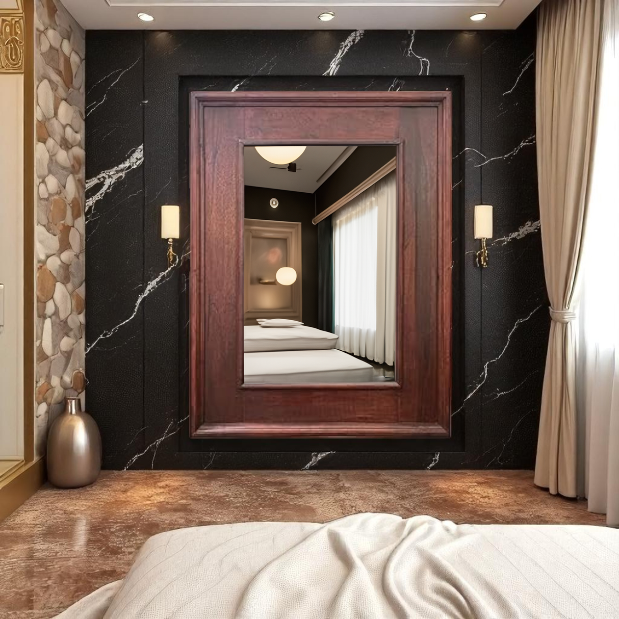 Barbie Floor Mirror 120x90cm | Brown Ornately Decorated Frame