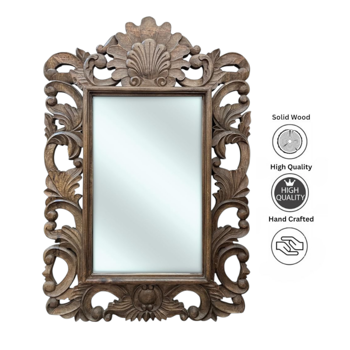 Paloma Mirror 150x100 | Brown Ornately Decorated Frame