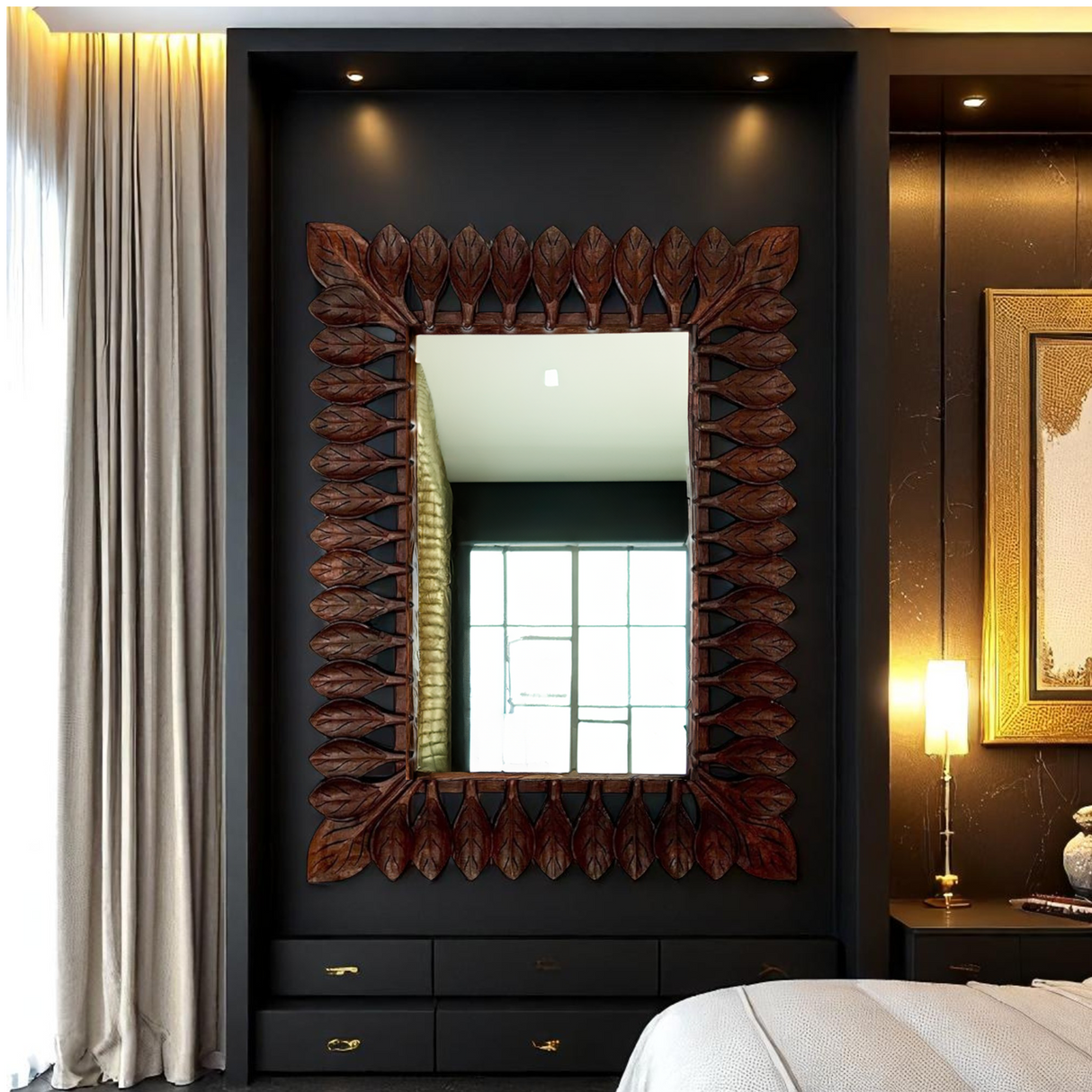 Catalina Mirror, Rectangular | Dark Brown Large Wall Mirror