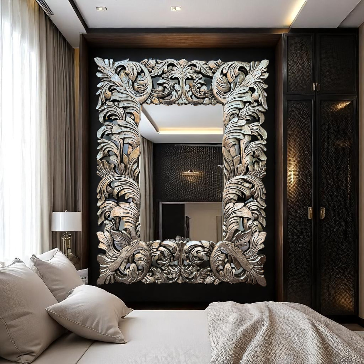 Mirror Deco No List Frame 120x90 | Silver Large Hanging Wall Mirror