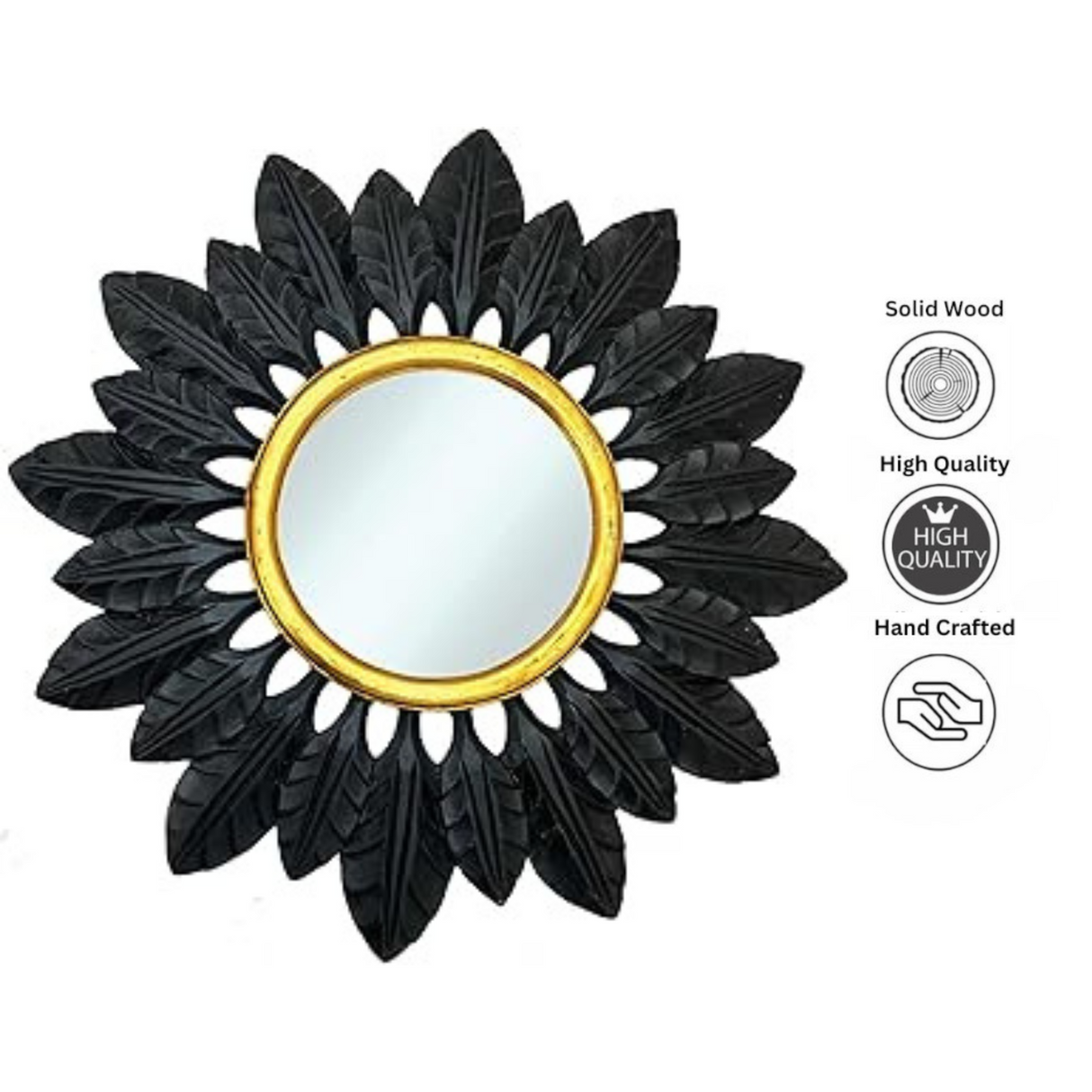 Catalina Mirror Round | Black & Gold Large Wall Mirror