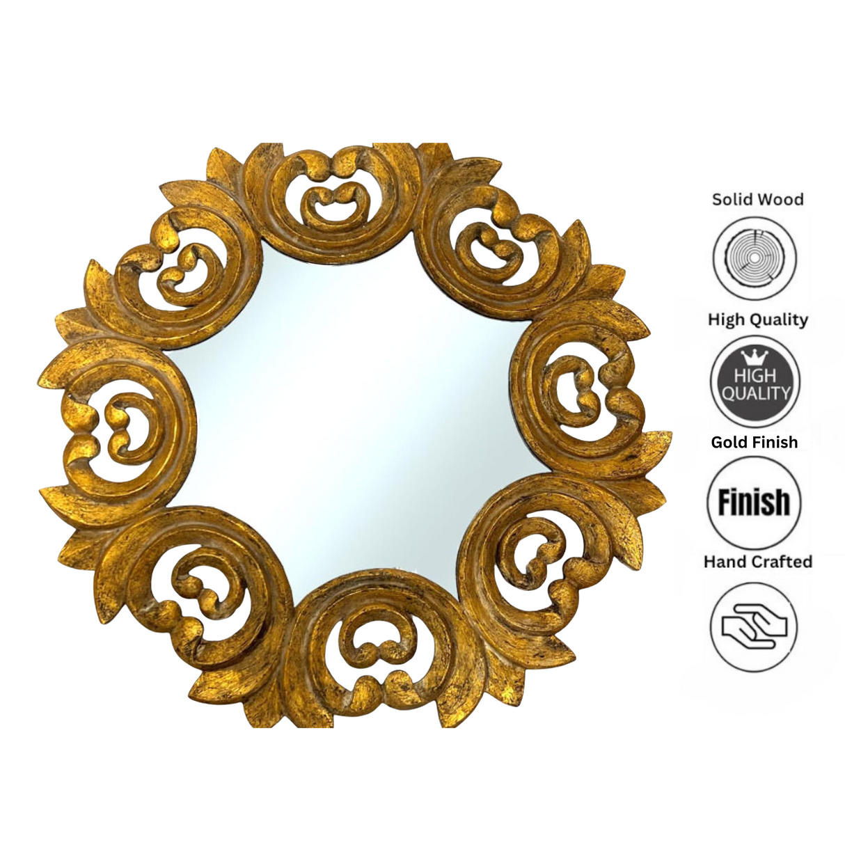 Palermo Round Mirror | Gold Crack