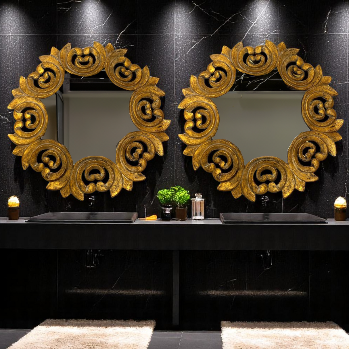 Palermo Round Mirror | Gold Crack