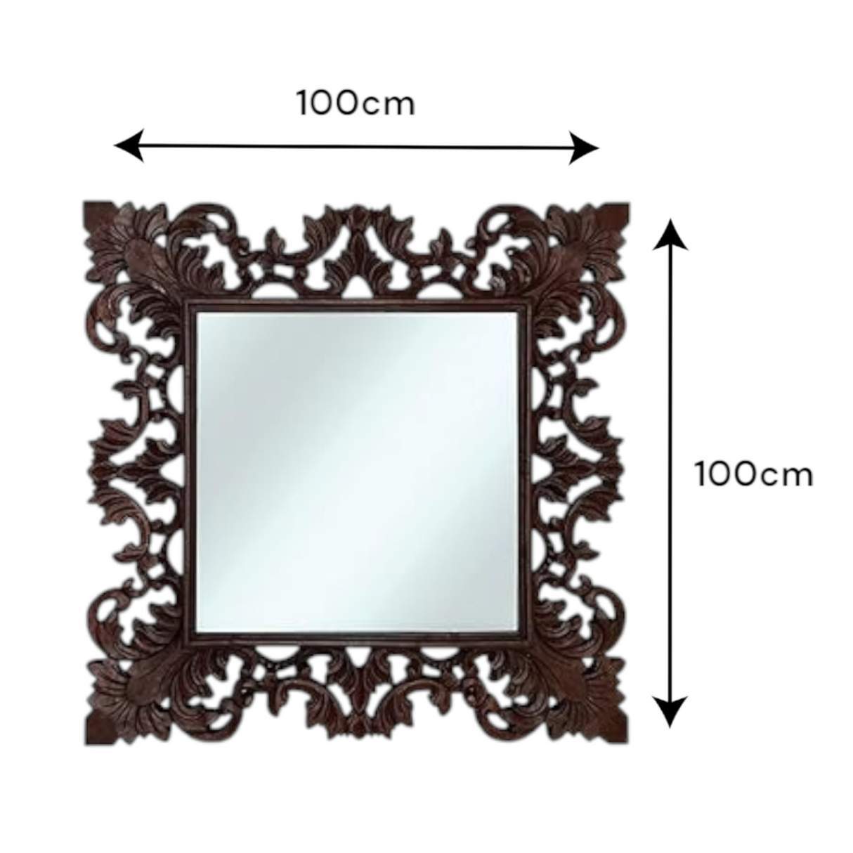 Baron Art Décor Square Mirror | Dark Brown Large Wall Mirror
