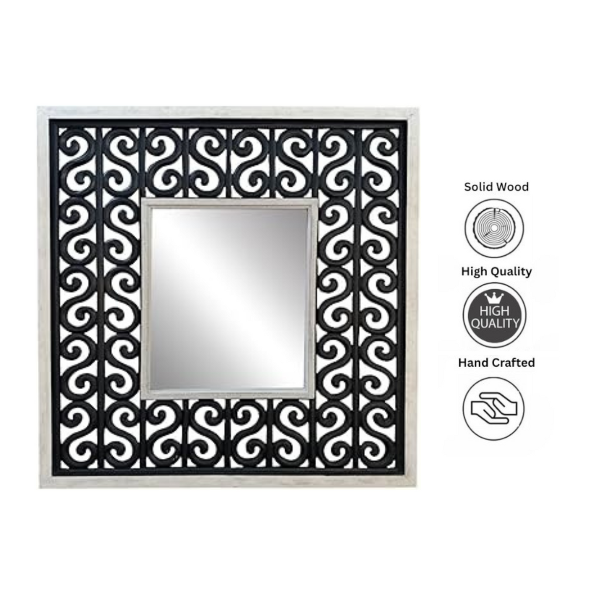 Frame Mirror | Large Hanging Wall Mirror with Decorated Frame