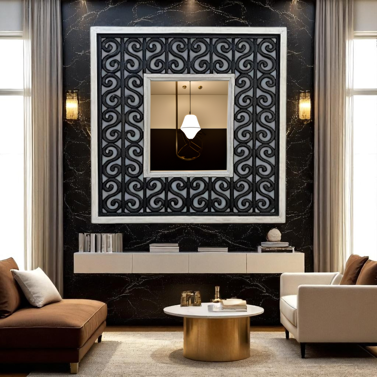 Frame Mirror | Large Hanging Wall Mirror with Decorated Frame