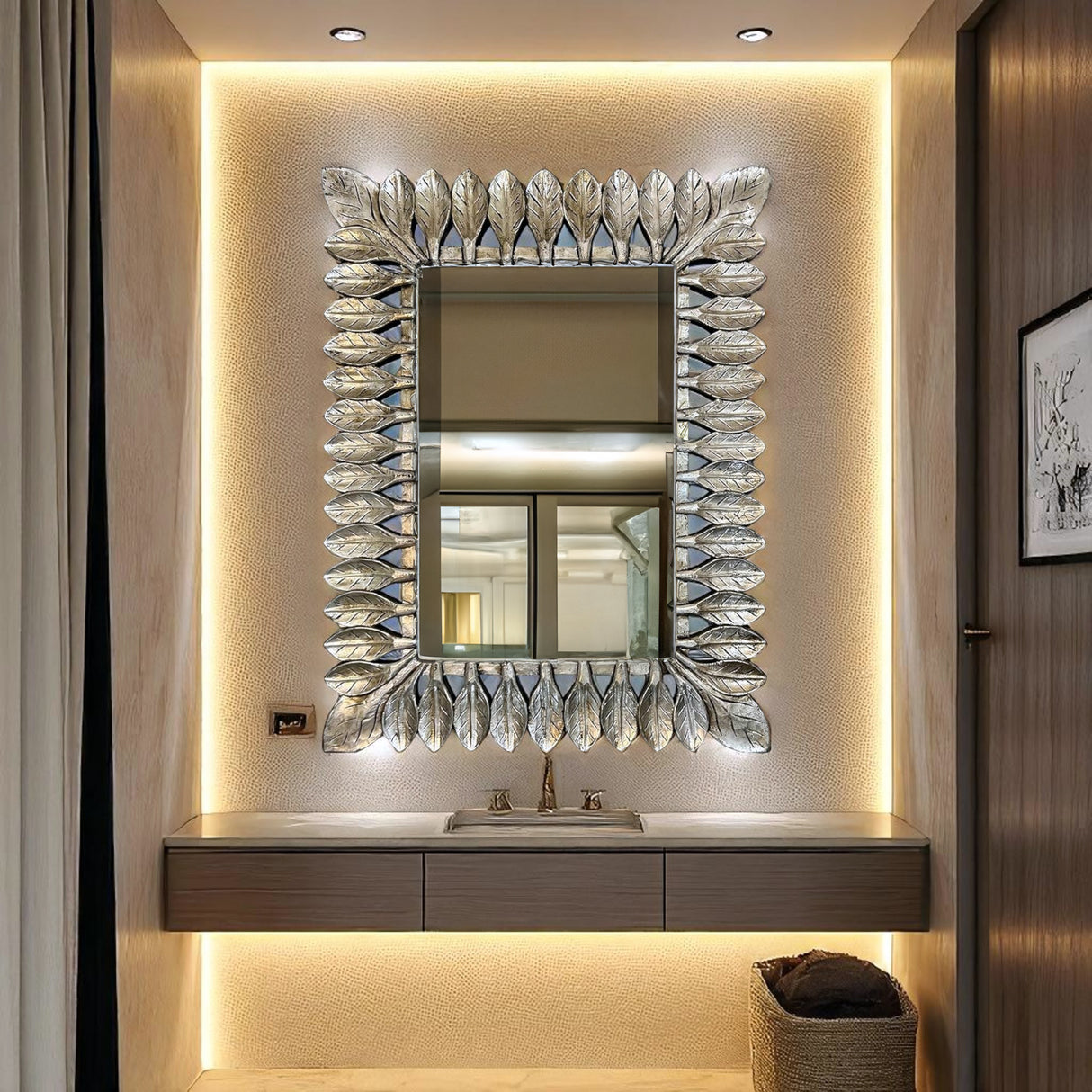 Catalina Rectangular Mirror Silver Antique