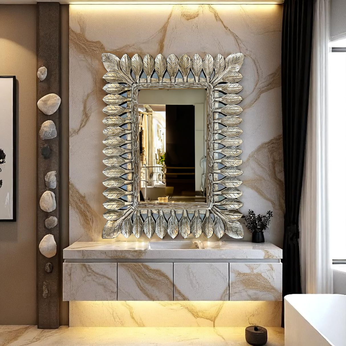 Catalina Rectangular Mirror Silver Antique