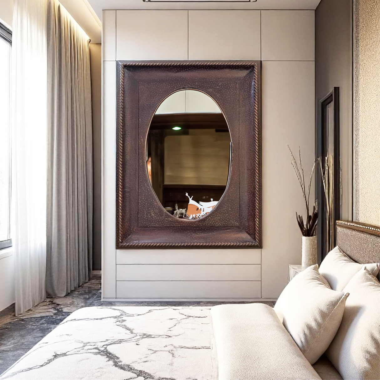 Ostrich Sqr Oval Mirror 130x98cm Large Wall Mirror