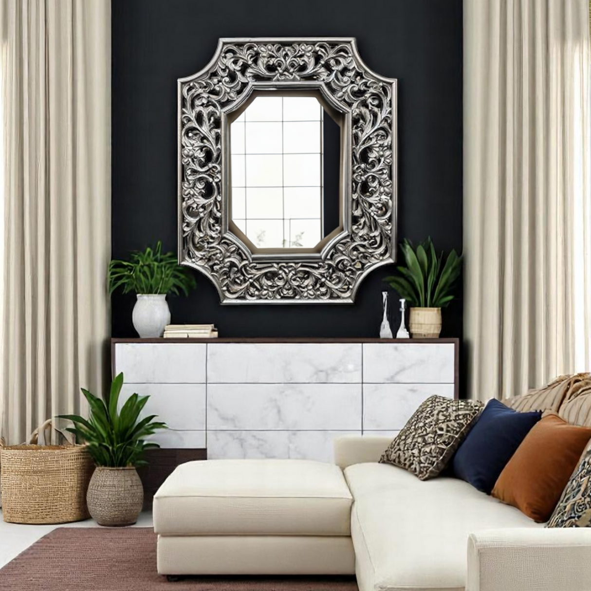 LS16 Mirror | Silver shaped 63x80cm