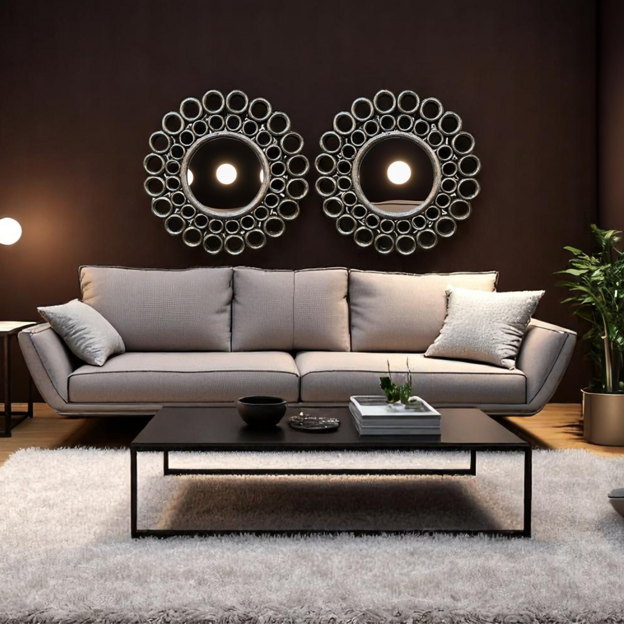 R Ring Mirror | Silver Antique 60x60cm