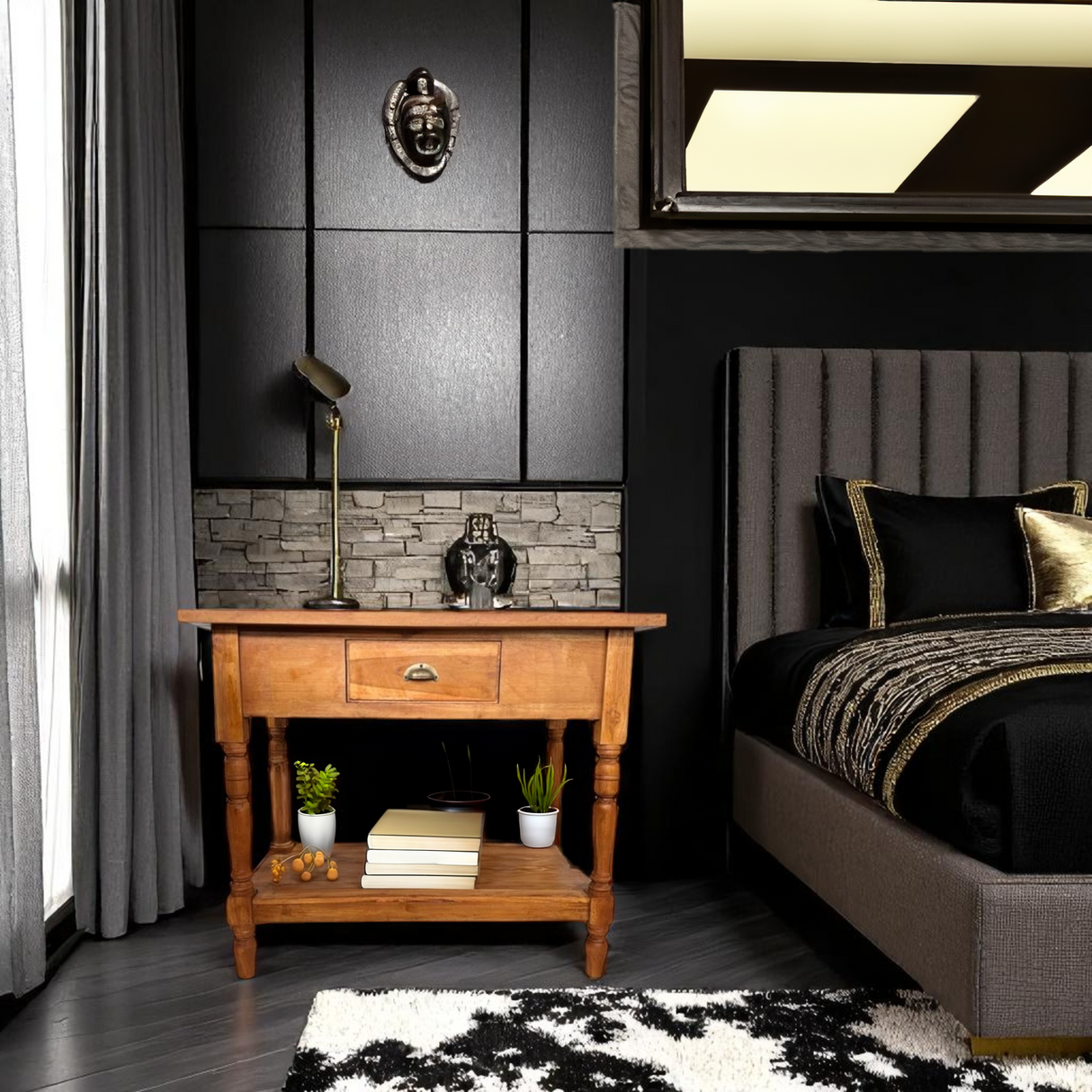 Simple Bedside Table | Light Wood Finish