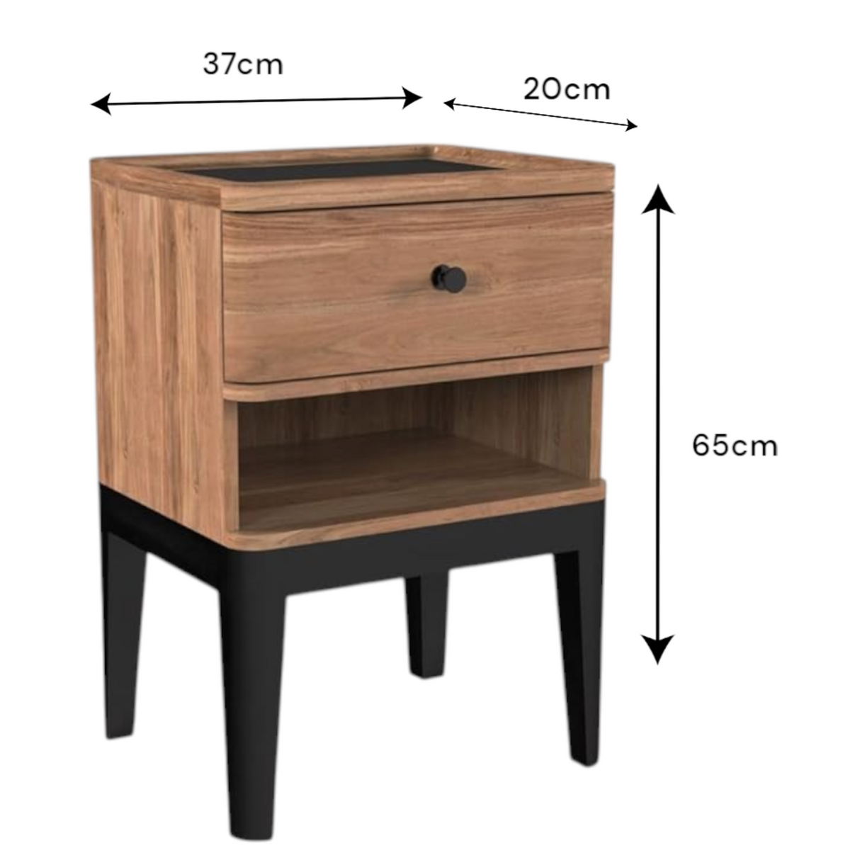 Bedside Pedestal | 1 Drawer, 1 Shelf 37x65x20cm
