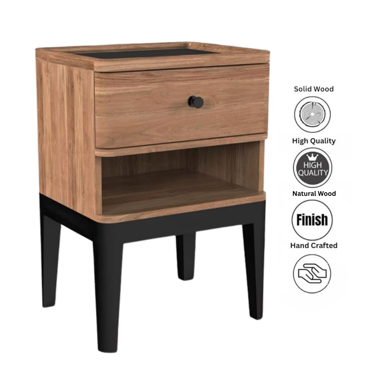 Bedside Pedestal | 1 Drawer, 1 Shelf 37x65x20cm