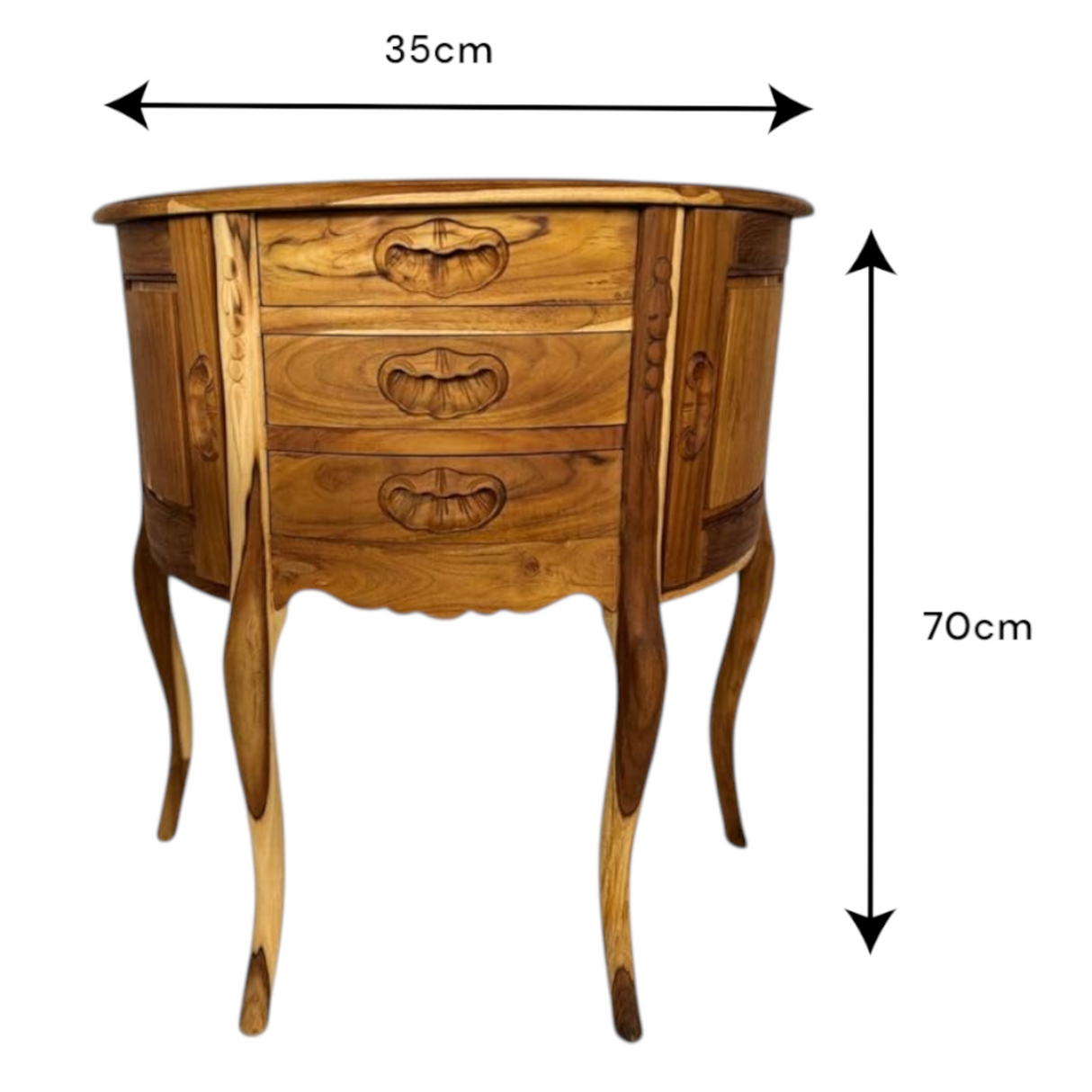 Half Round Table Plain with 2 Doors | Teak