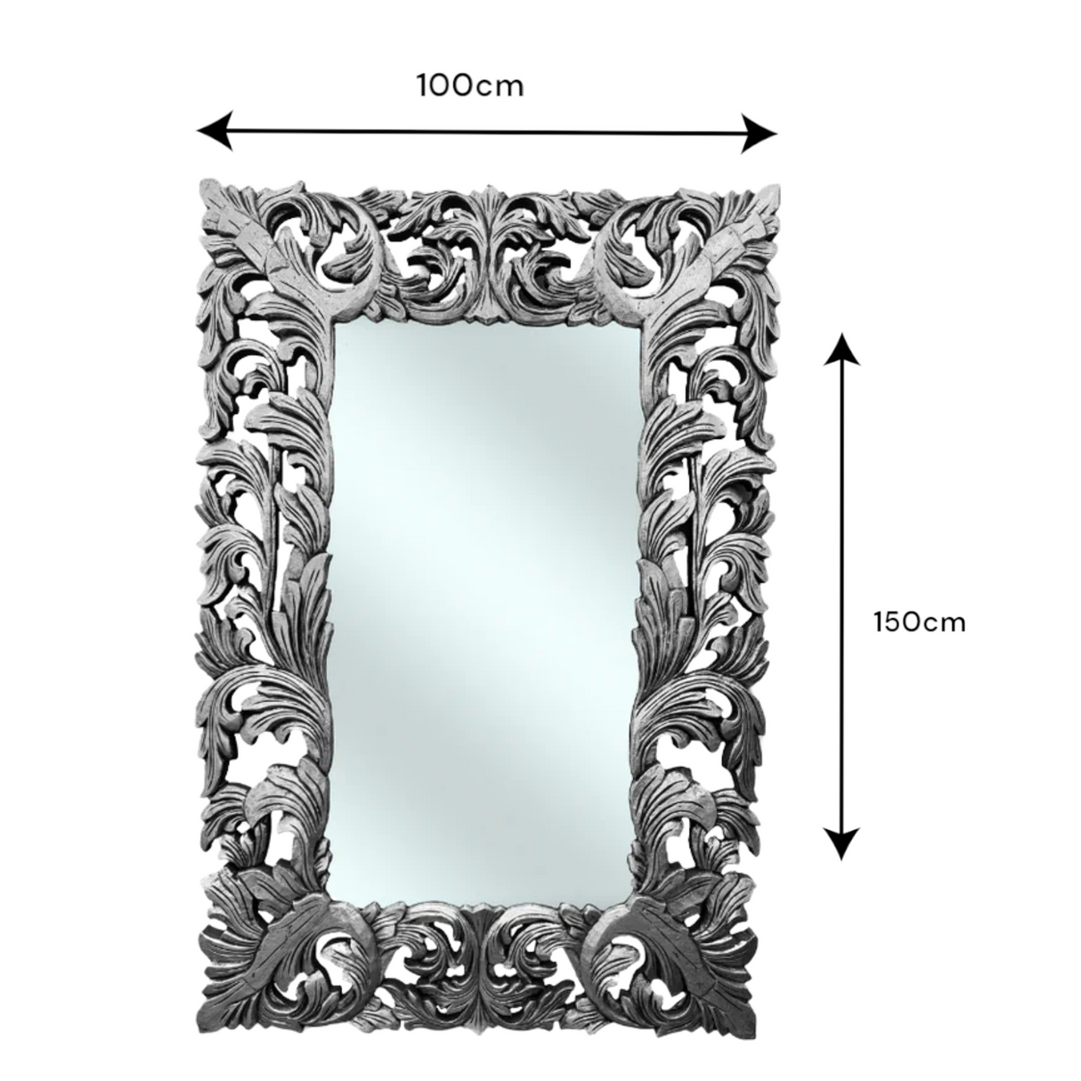 Mirror Deco No List Frame 150x100 | Silver Large Wall Mirror