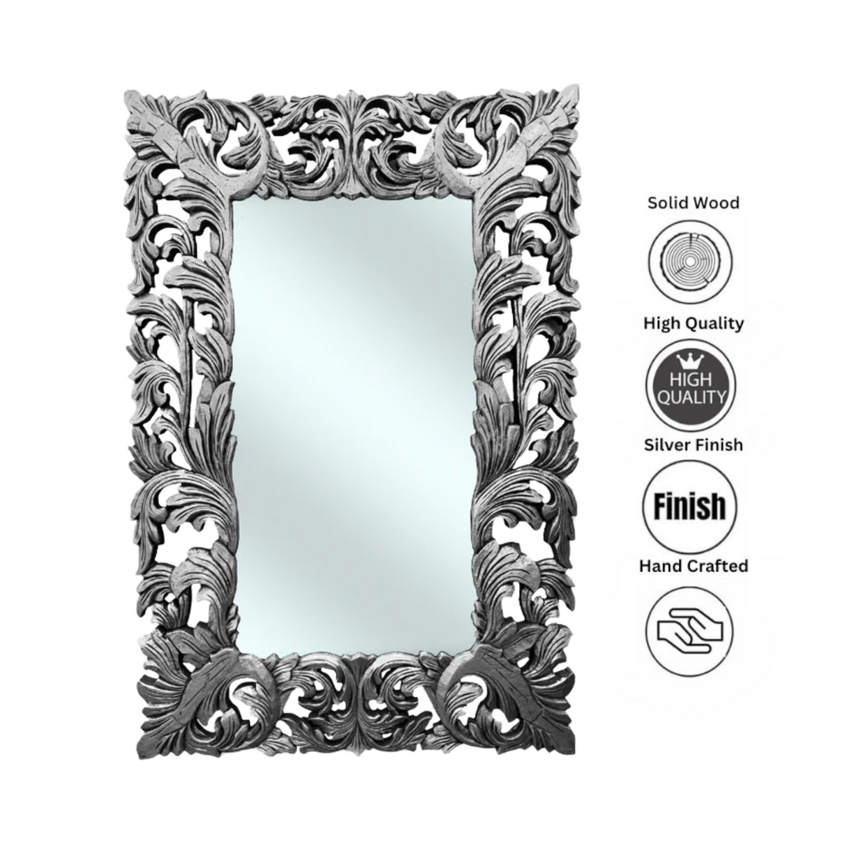 Mirror Deco No List Frame 150x100 | Silver Large Wall Mirror