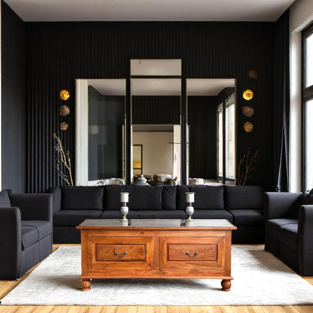 LONDON COFFEE TABLE | SEALED TEAK WOOD WITH 2 DRAWERS