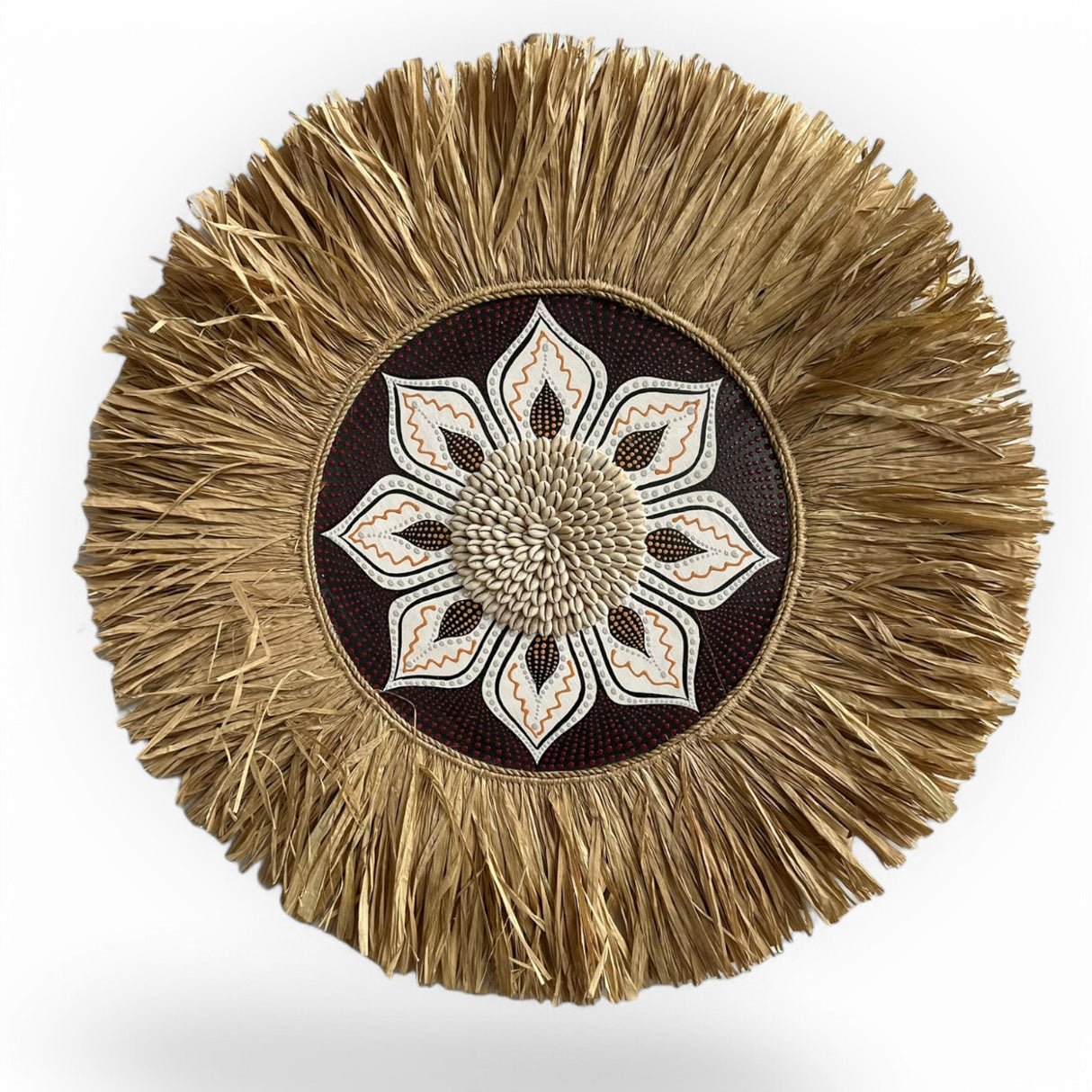 Beaded Floral Wall Decoration | 70cm, Brown, Maroon & Natural
