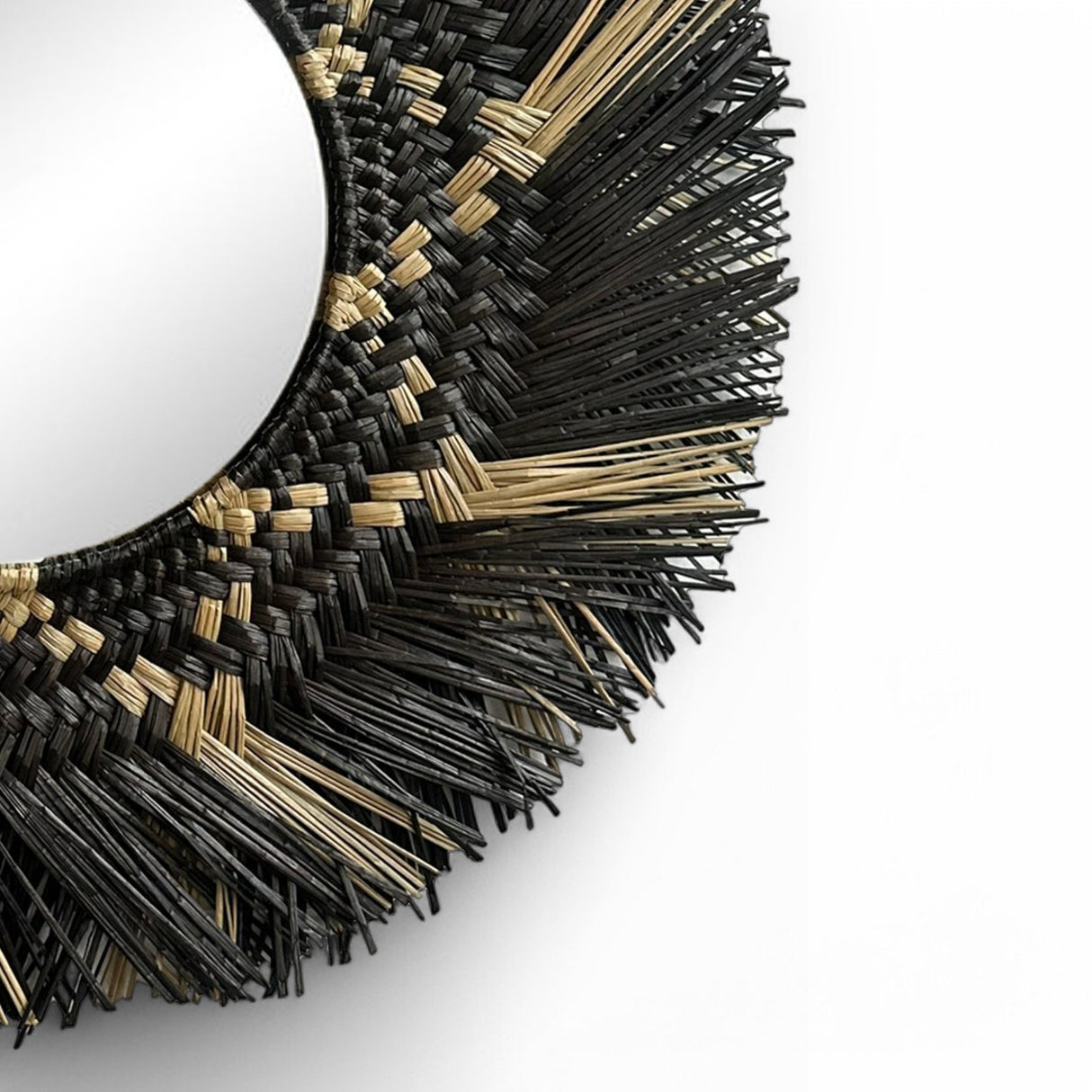Natural Frame Mirror | Black, Woven 70cm