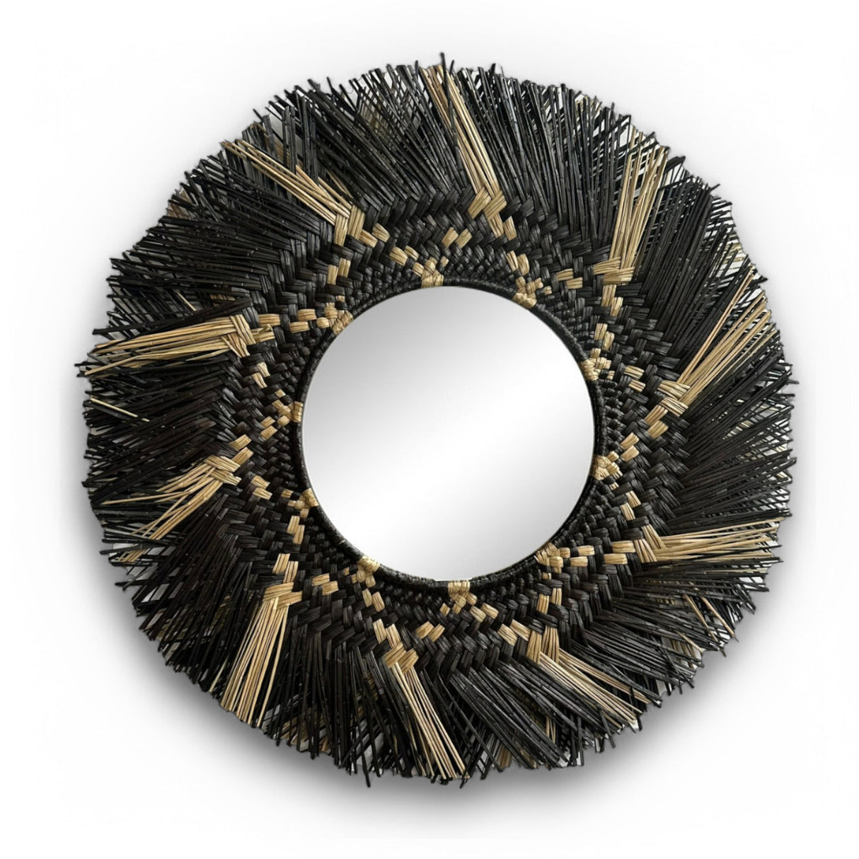 Natural Frame Mirror | Black, Woven 70cm