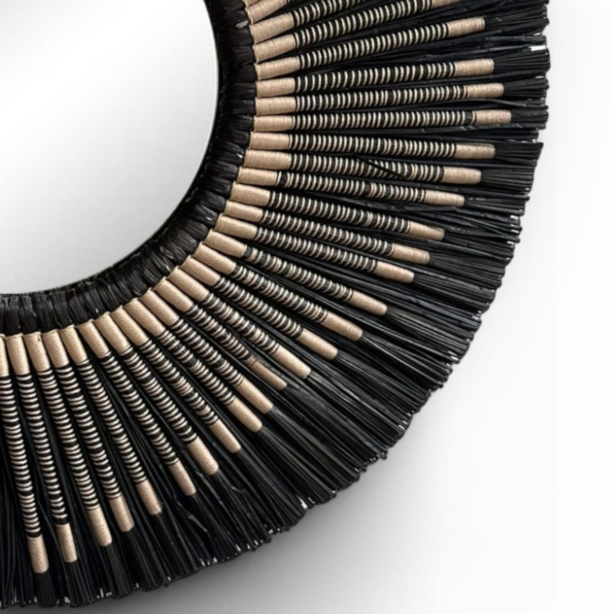 Natural Frame Mirror | Black, Patterned 70cm