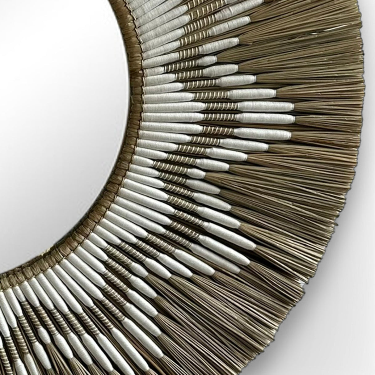 Natural Frame Mirror | White Pattern, Woven 100cm