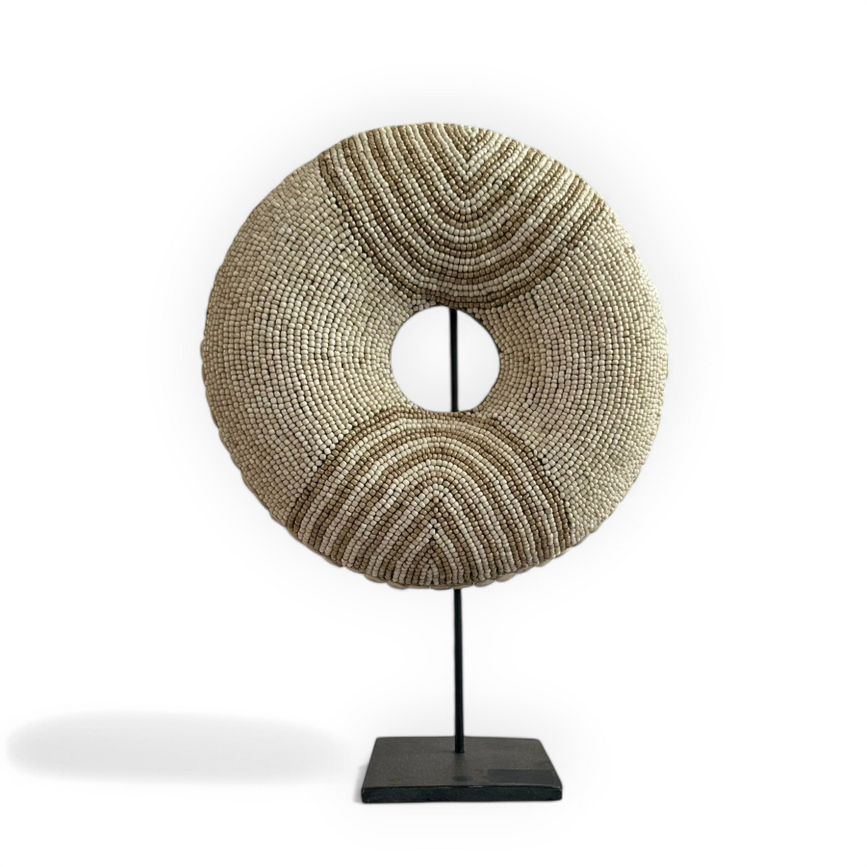 Bead Donut Decoration with Stand | Beige, Cream 44cm