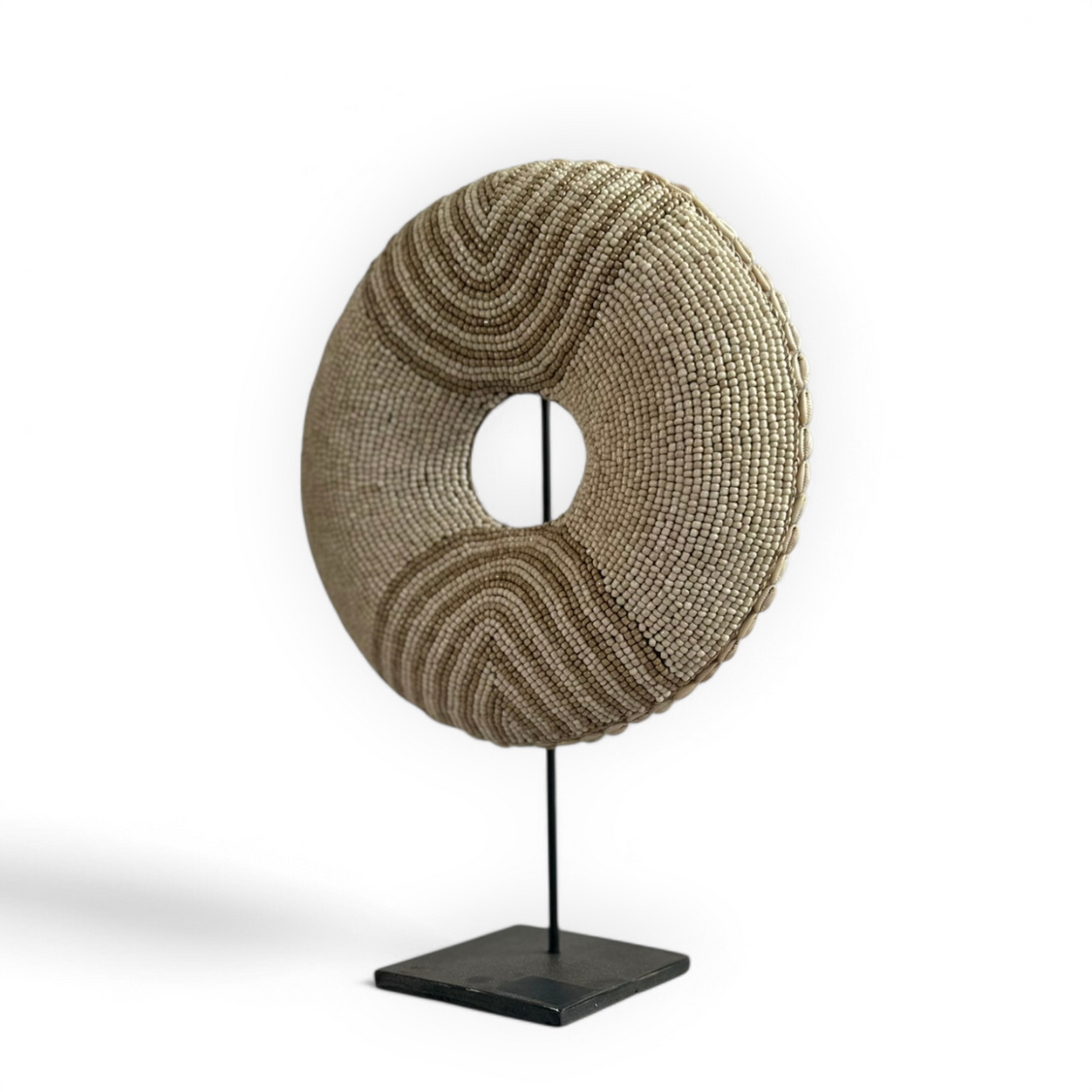 Bead Donut Decoration with Stand | Beige, Cream 44cm