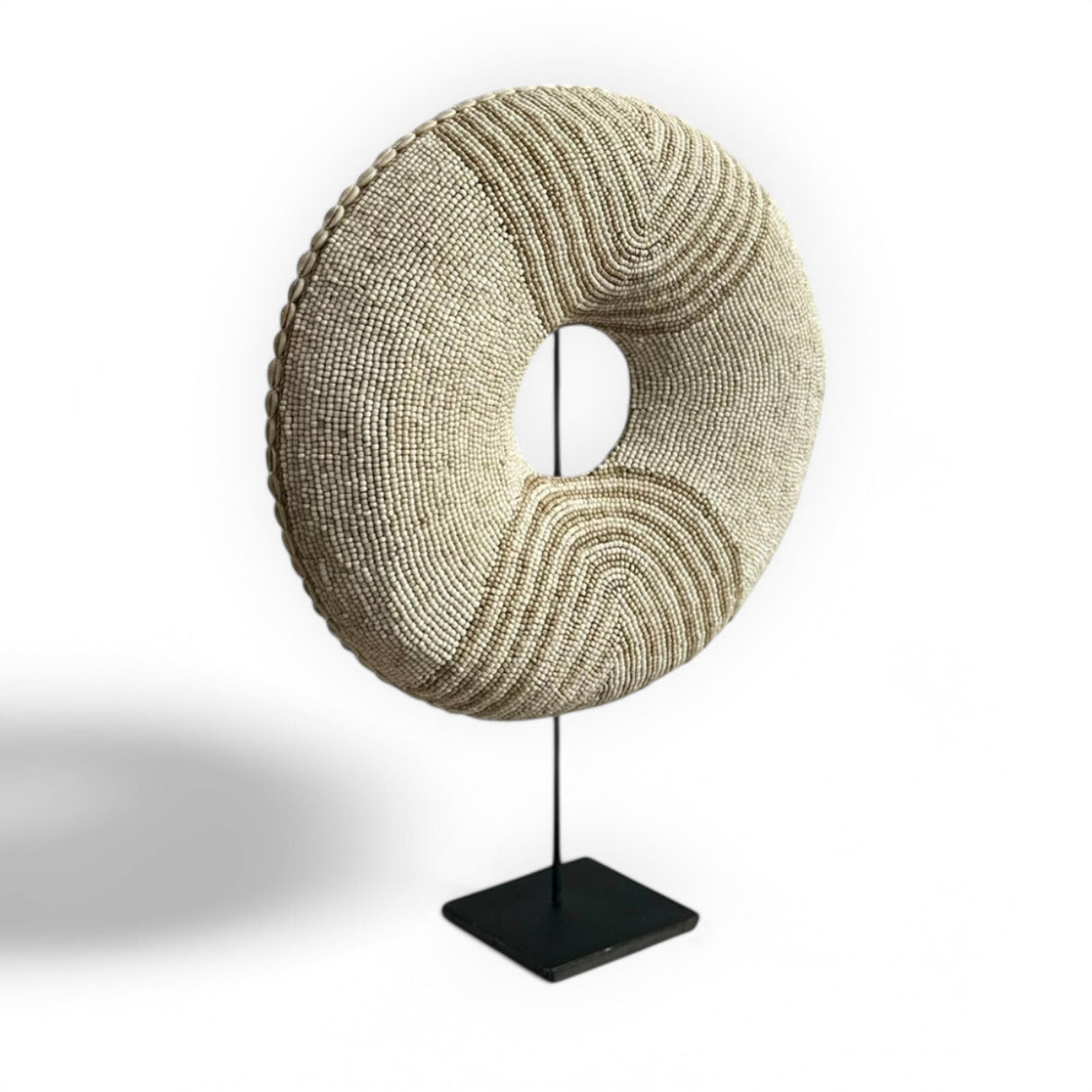 Bead Donut Decoration with Stand | Beige, Cream 55cm